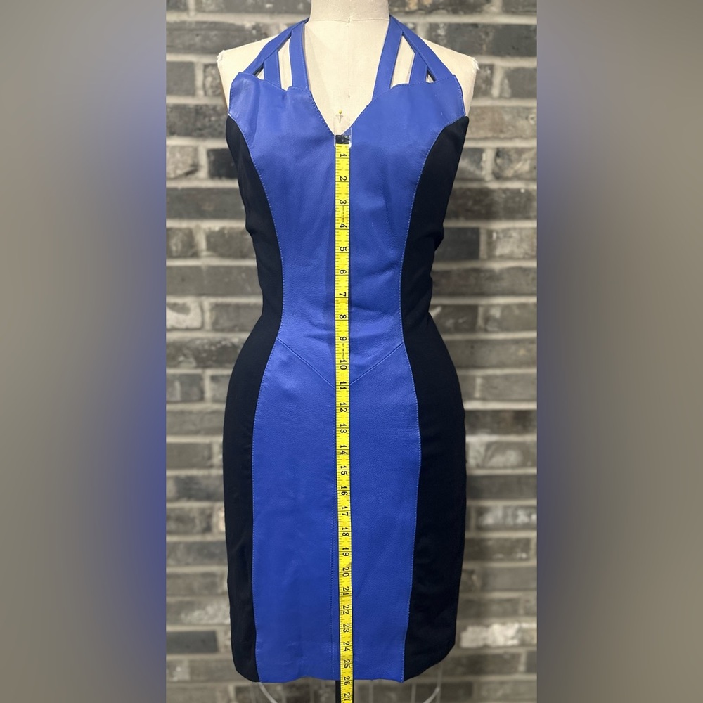 New Wilson Blue Leather and Black Lycra Dress. - Picture 12 of 14